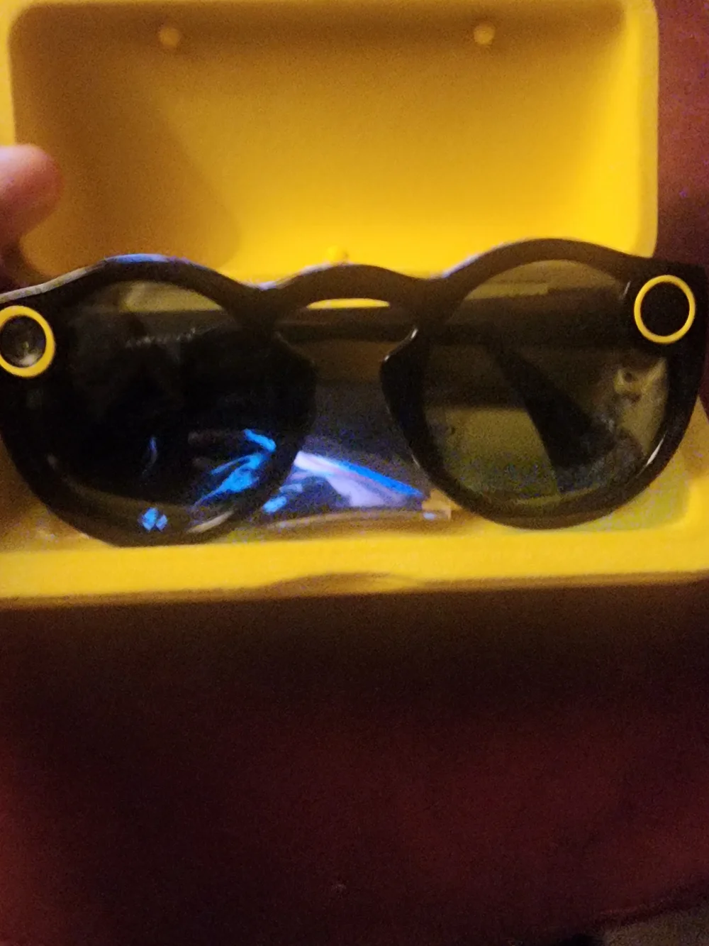 Snap Black Sunglasses with Yellow Accents and Case